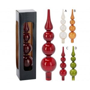 Skleněná vánoční špice 28 cm, oranžová transparentní B