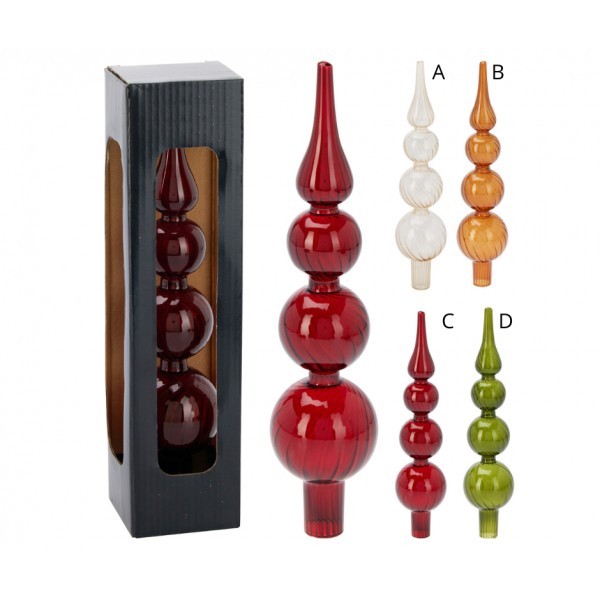 Skleněná vánoční špice 28 cm, zelená transparentní D