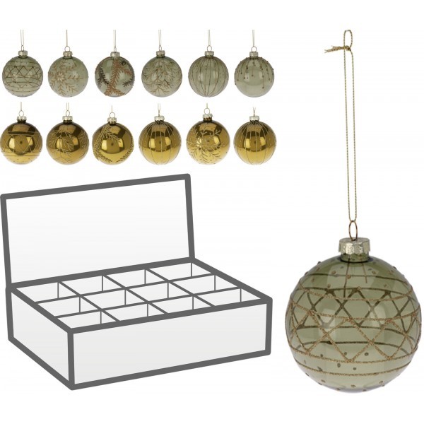 Sada vánočních baněk 8 cm, zelené, sada 12 ks - větší obrázek Sada vánočních baněk 8 cm, zelené, sada 12 ks