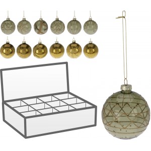 Sada vánočních baněk 8 cm, zelené, sada 12 ks