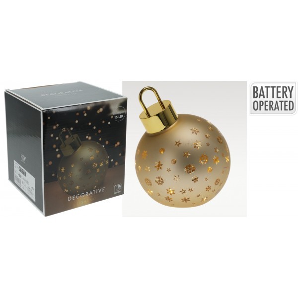 Skleněná LED baňka/koule s časovačem, champagne A, 15 cm