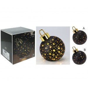 Skleněná LED baňka/koule s časovačem, matná černá B, 15 cm