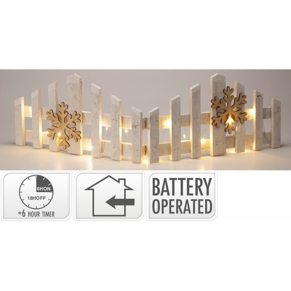 LED bílý vánoční plot s časovačem 20 x 7,6 x 2 cm