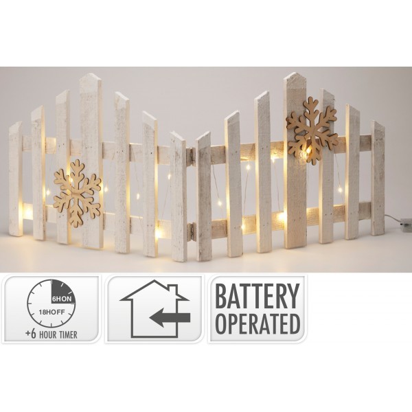 LED bílý vánoční plot s časovačem 30 x 7,6 x 2 cm