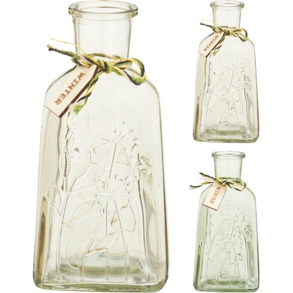 Skleněná váza s květinovým reliéfem, 19 x 9,5 cm - mix barev - větší obrázek Skleněná váza s květinovým reliéfem, 19 x 9,5 cm - mix barev