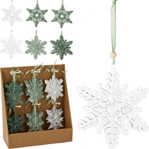 Závěsná dekorace - vločka 10 cm, mix barev, sada 12 ks