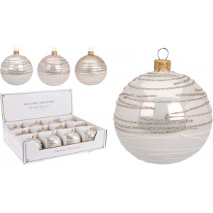 Vánoční skleněná koule/baňka 8 cm, mix, sada 12 ks