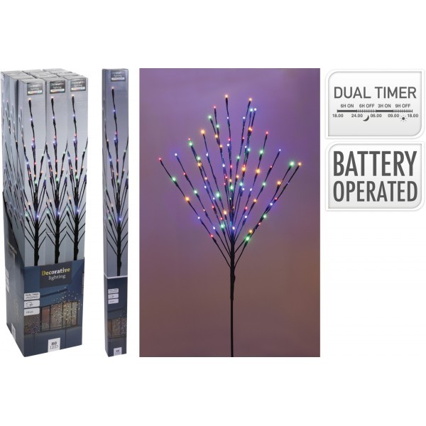 LED stromeček s barevným osvětlením a časovačem,  80 LED, 110 cm