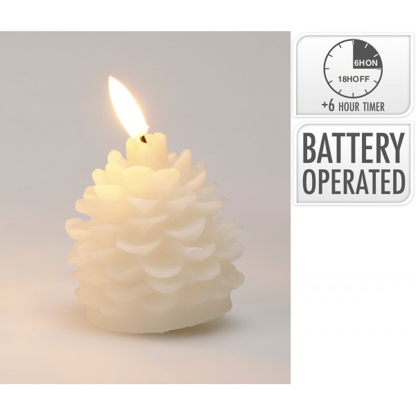 LED bílá svíčka šiška 7 cm, sada 12 ks