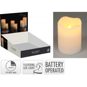 LED svíčka vosk s časovačem a blikajícím knotem, 9 cm, sada 12 ks