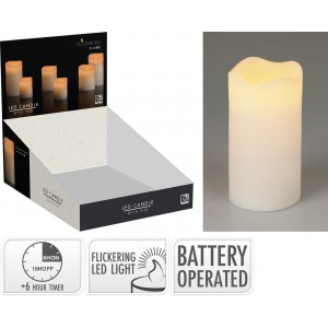 LED svíčka s časovačem a blikajícím knotem, 13 cm