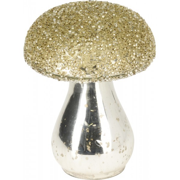 Dekorativní skleněný hřib champagne/gold, 10 x 8 cm - větší obrázek Dekorativní skleněný hřib champagne/gold, 10 x 8 cm