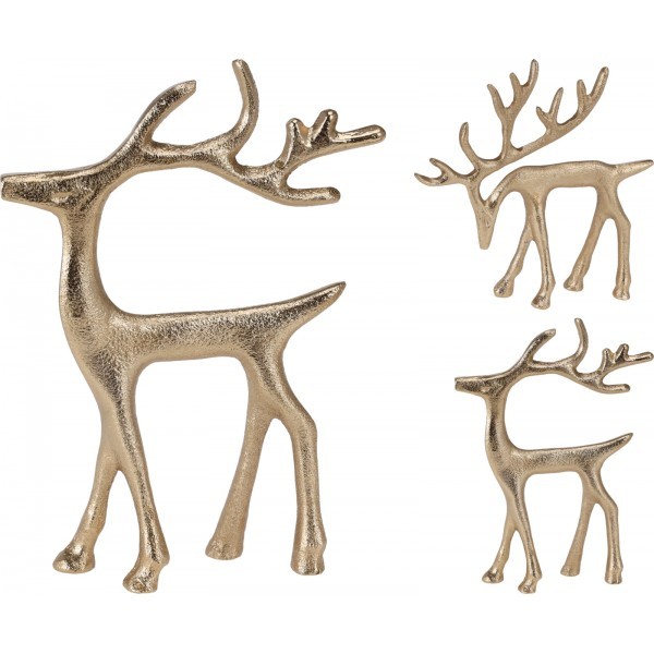 Dekorativní hliníkový sob zlatý 16 cm, mix, sada 2ks