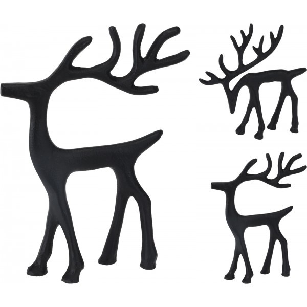 Dekorativní hliníkový sob černý 16 cm, mix, sada 2ks