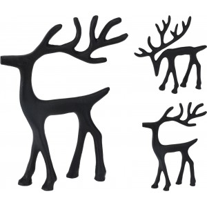 Dekorativní hliníkový sob černý 16 cm, mix, sada 2ks