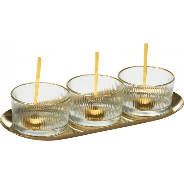 Servírovací sada (7 dílů) zlatá, 29 x 12 x 2 cm - větší obrázek Servírovací sada (7 dílů) zlatá, 29 x 12 x 2 cm