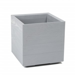 Plastový květináč KARO šedý 400x400x400 mm, sada 2ks