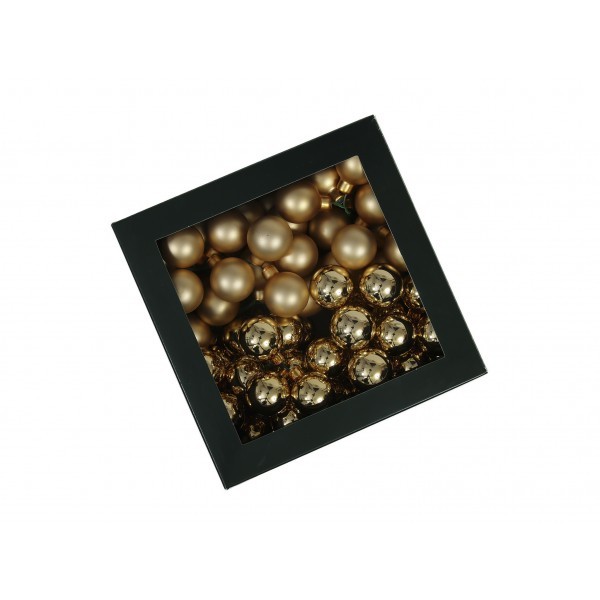 Sada vánočních skleněných baněk 3 cm, zářivá zlatá, sada 72 ks   