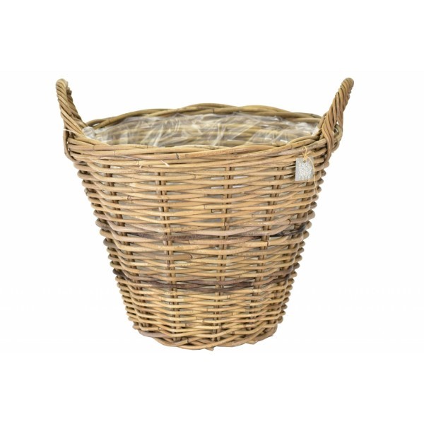 Ratanový koš Kubu s igelitovou výstelkou 40x30 cm, šedohnědý, balení 10 ks AKCE