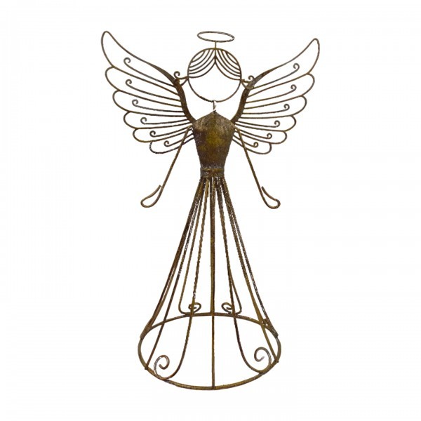 Kovový šedozlatý anděl Aureola 21 cm