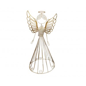 Bílý kovový anděl Aureola 38 cm