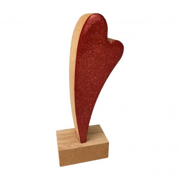 Červené lesklé srdce na podstavci 26 cm