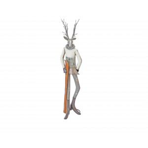 Kovový jelen s lyžemi 76,2 cm