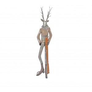 Kovový jelen s lyžemi 77,5 cm