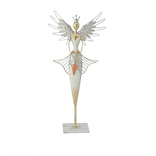 Kovový anděl držící srdce 80,6 cm