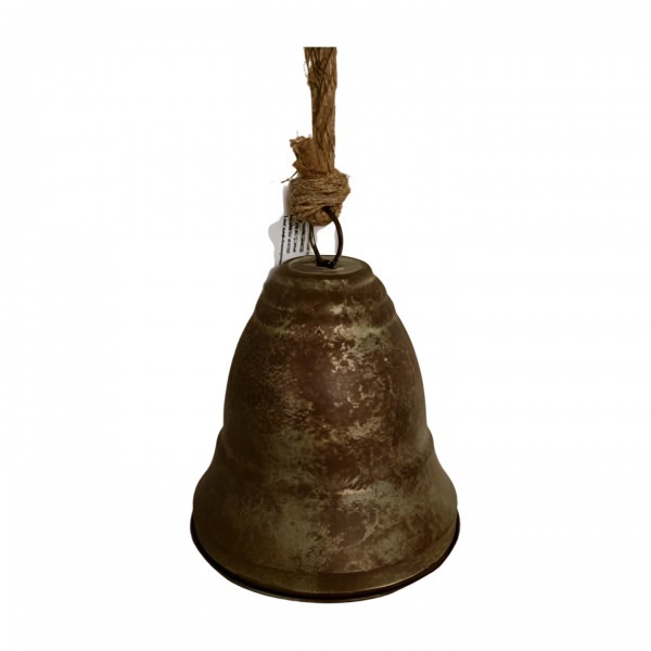 Kovový hnědý zvoneček na zavěšení 22 cm