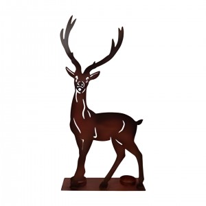 Hnědý stojící kovový sob 40,5 x 20,5 cm