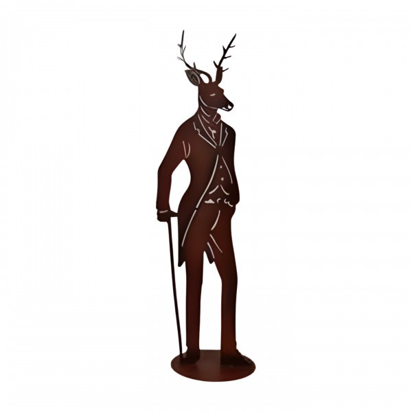 Hnědý stojící kovový sob 50 cm