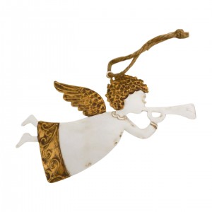 Závěsná dekorace anděl s trubkou 18 x 10 cm, sada 3ks