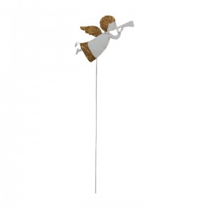 Kovový anděl s trumpetou zápich 57,5 cm, sada 2ks