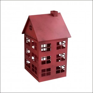 Červený kovový domeček 31 x 17 cm