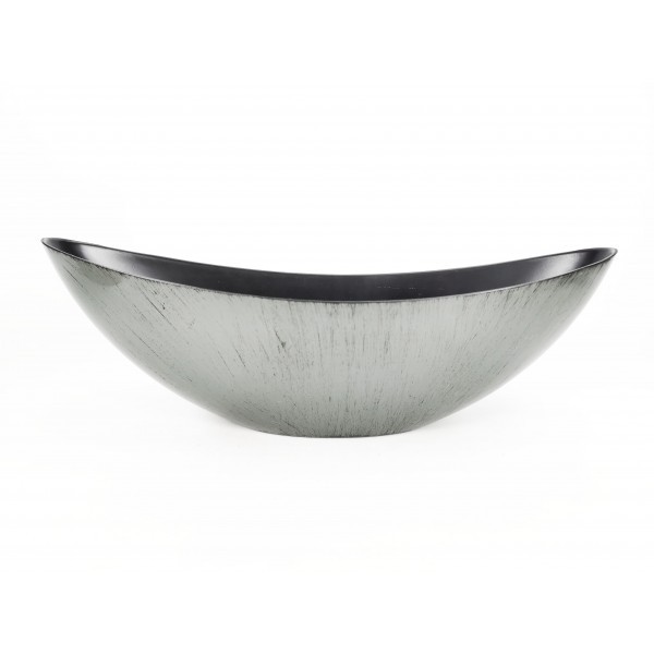 Plastový stříbrný květináč lodička 39 x 11 cm