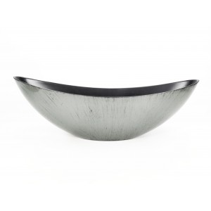 Plastový stříbrný květináč lodička 39 x 11 cm