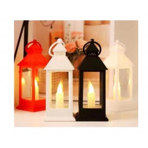 Plastová zlatá/černá LED lucerna 14 x 5,5 cm, mix barev, sada 3 ks