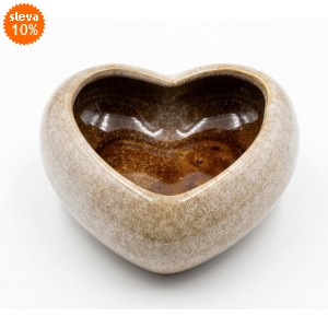 Keramický květináč - hnědé srdce 21,7 cm