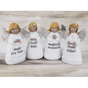 Dekorativní anděl s nápisem 10 cm, mix, sada 4ks (CZ)