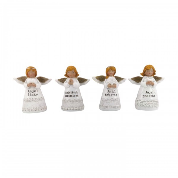 Dekorativní anděl s nápisem 10 cm, mix, sada 4ks (SK)