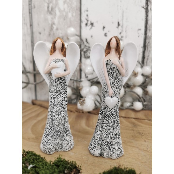 Anděl Flo šedý 10 cm, mix, sada 12ks