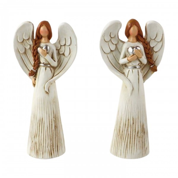 Dekorativní anděl 10 cm slonová kost, mix, sada 12ks