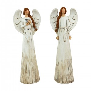 Dekorativní anděl 25 cm slonová kost, mix, sada 2ks
