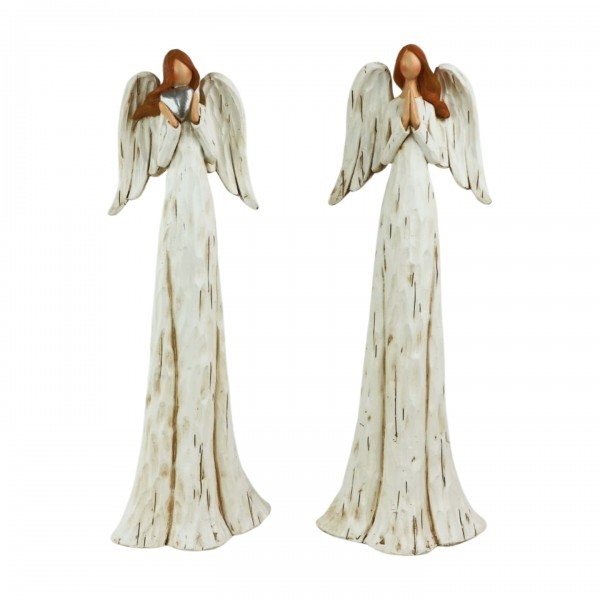 Dekorativní anděl 30 cm slonová kost, mix, sada 2ks