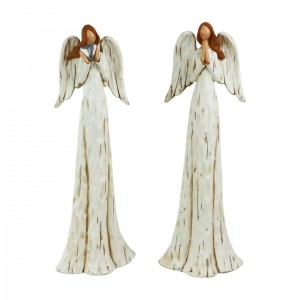 Dekorativní anděl 30 cm slonová kost, mix, sada 2ks