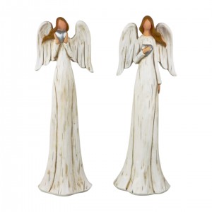 Dekorativní anděl 40 cm slonová kost, mix, sada 2ks