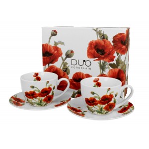 Sada dvou šálků a podšálků 270 ml Classic Poppies v dárkové krabičce