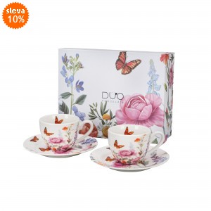 Sada dvou šálků a podšálků 110 ml SUMMER v dárkové krabičce