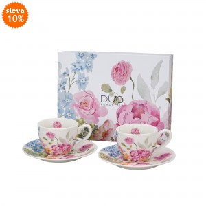 Sada dvou šálků a podšálků 110 ml JUNE v dárkové krabičce